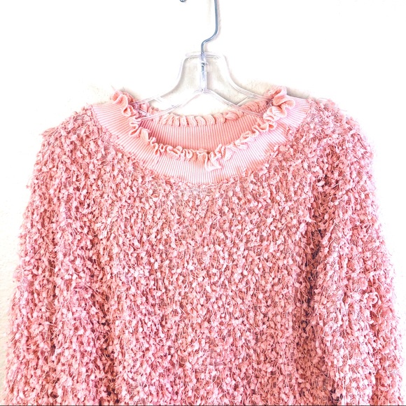 WISHLIST Soft Pink Popcorn Ruffle Mock Top M/L NEW - Picture 4 of 9